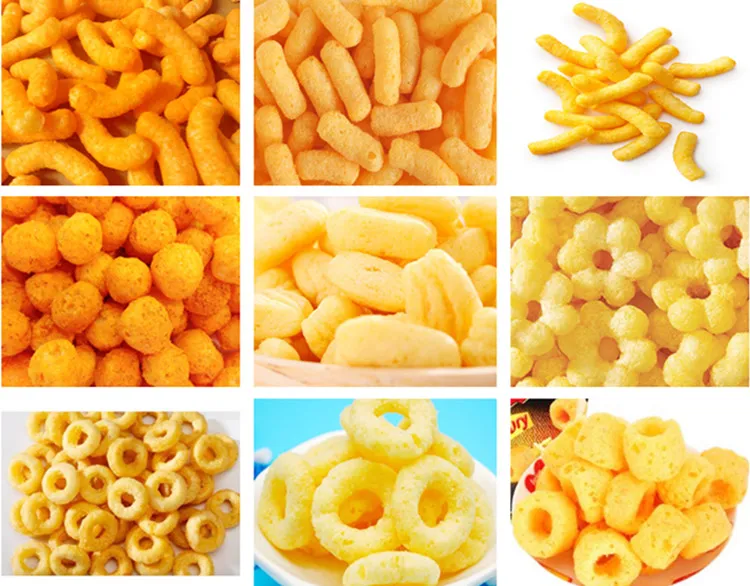 Ejemplo de bocadillos de cereales de arroz inflado y maíz