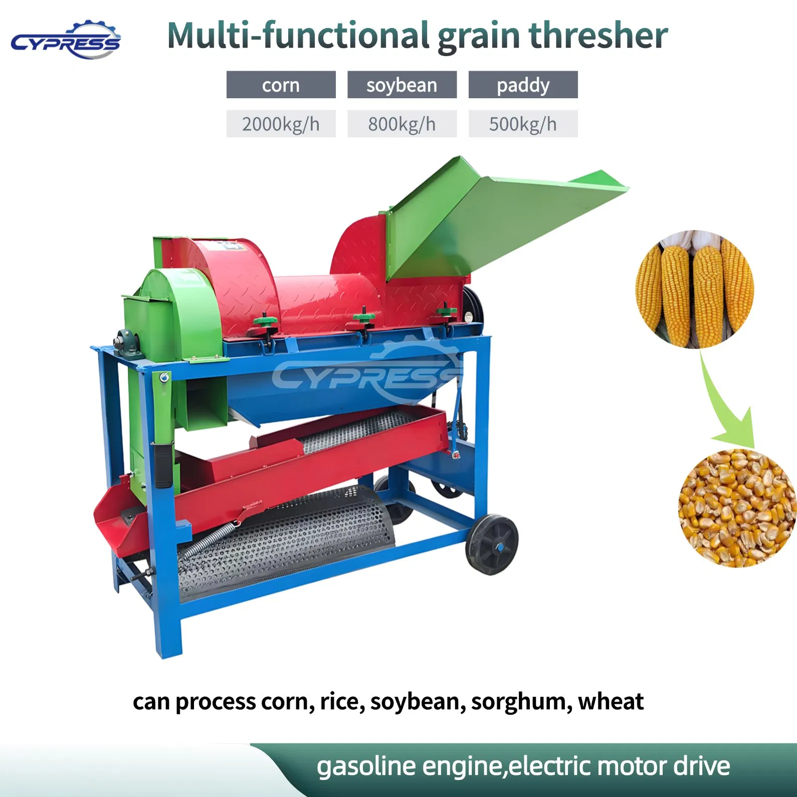 Máquina desgranadora automática de sorgo, arroz, soja, maíz, máquina multifuncional de trilla de trigo, sorgo, soja, mijo, máquina desgranadora de maíz