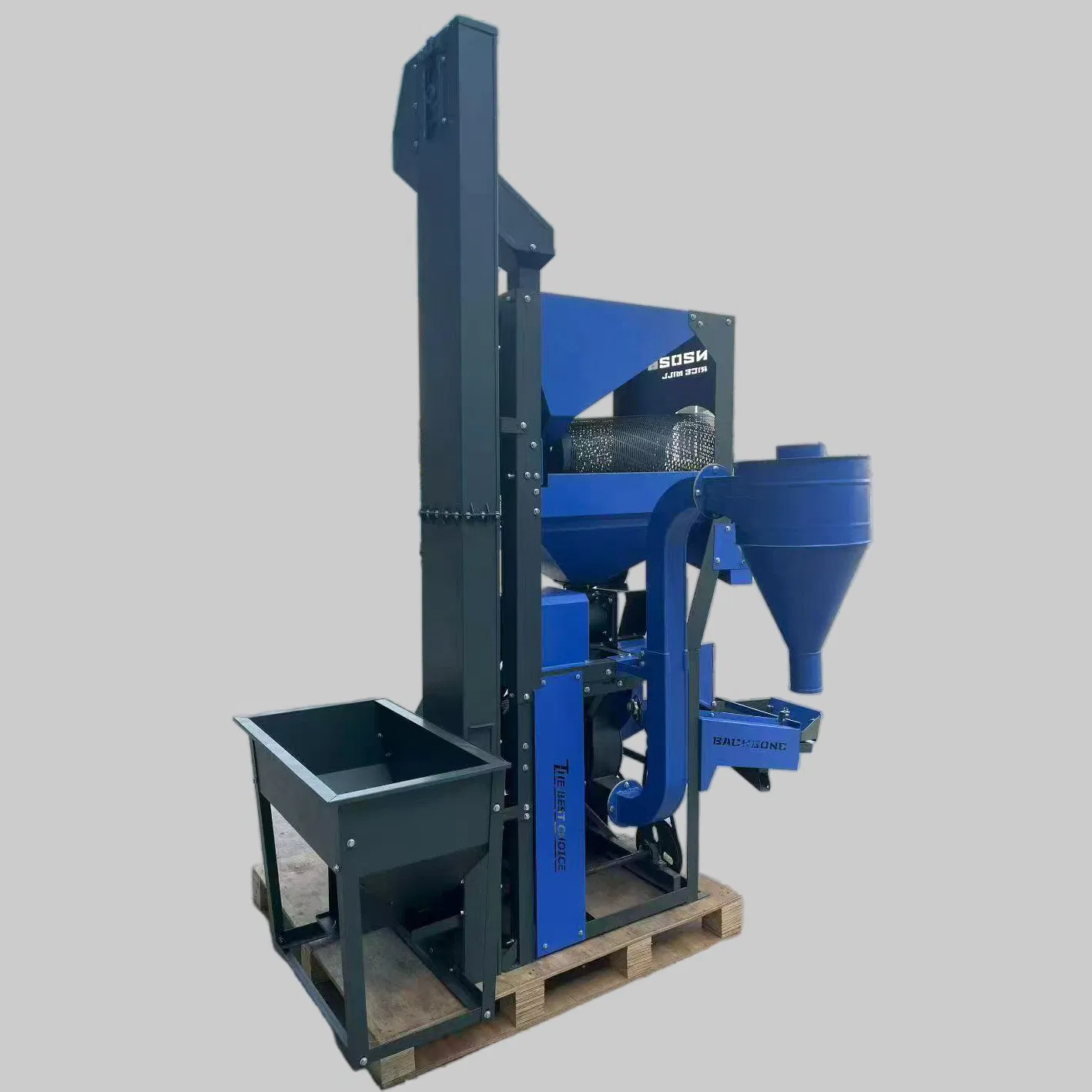 Bb-N2026 Máquina de Molienda de Arroz Combinada 1000kg/H 11-15kw 380V Elevador de Alimentación Despulpadora de Rodillos Doble Succión de Aire Un Paso Blanqueo de Arroz Ensamblaje
