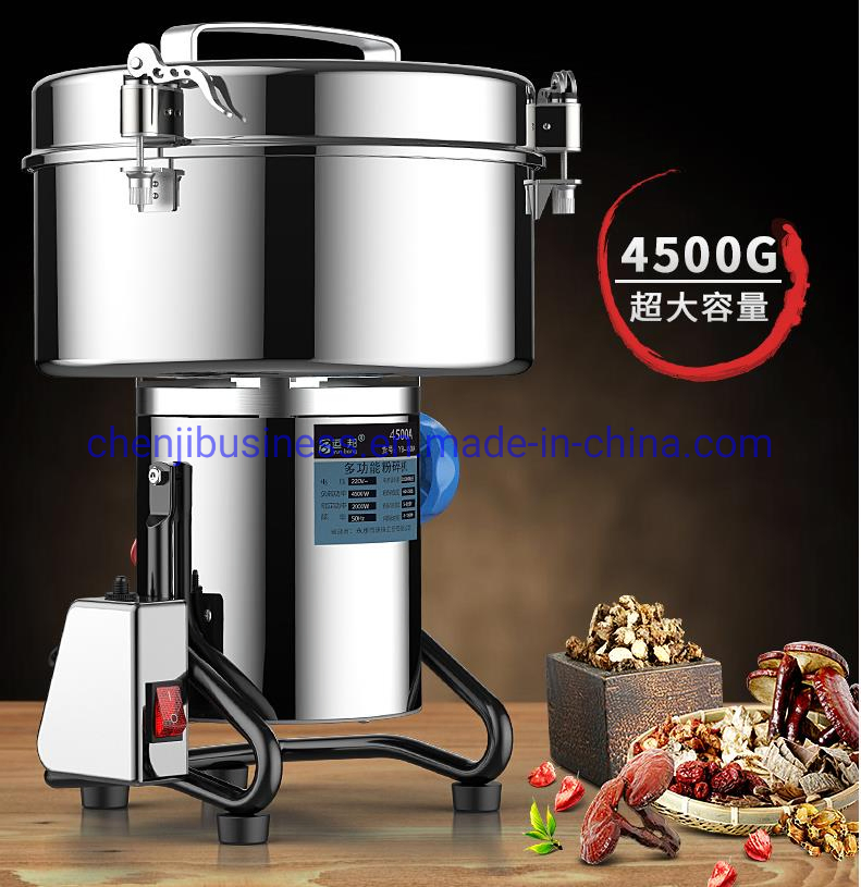 1500g 4500g Máquina de molienda de acero inoxidable comercial para especias secas, cereales, maíz, perlas, arroz, molino de harina, precio del molino de polvo