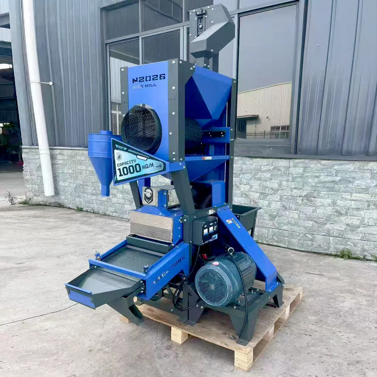 Máquina de molino de arroz Bb-N2026 1000kg/H 1ton Unidad de molienda de arroz por hora 380V Removedor de piedras de poder Elevador de alimentación Máquina de descascarado de arroz de un solo paso Máquina de pulido