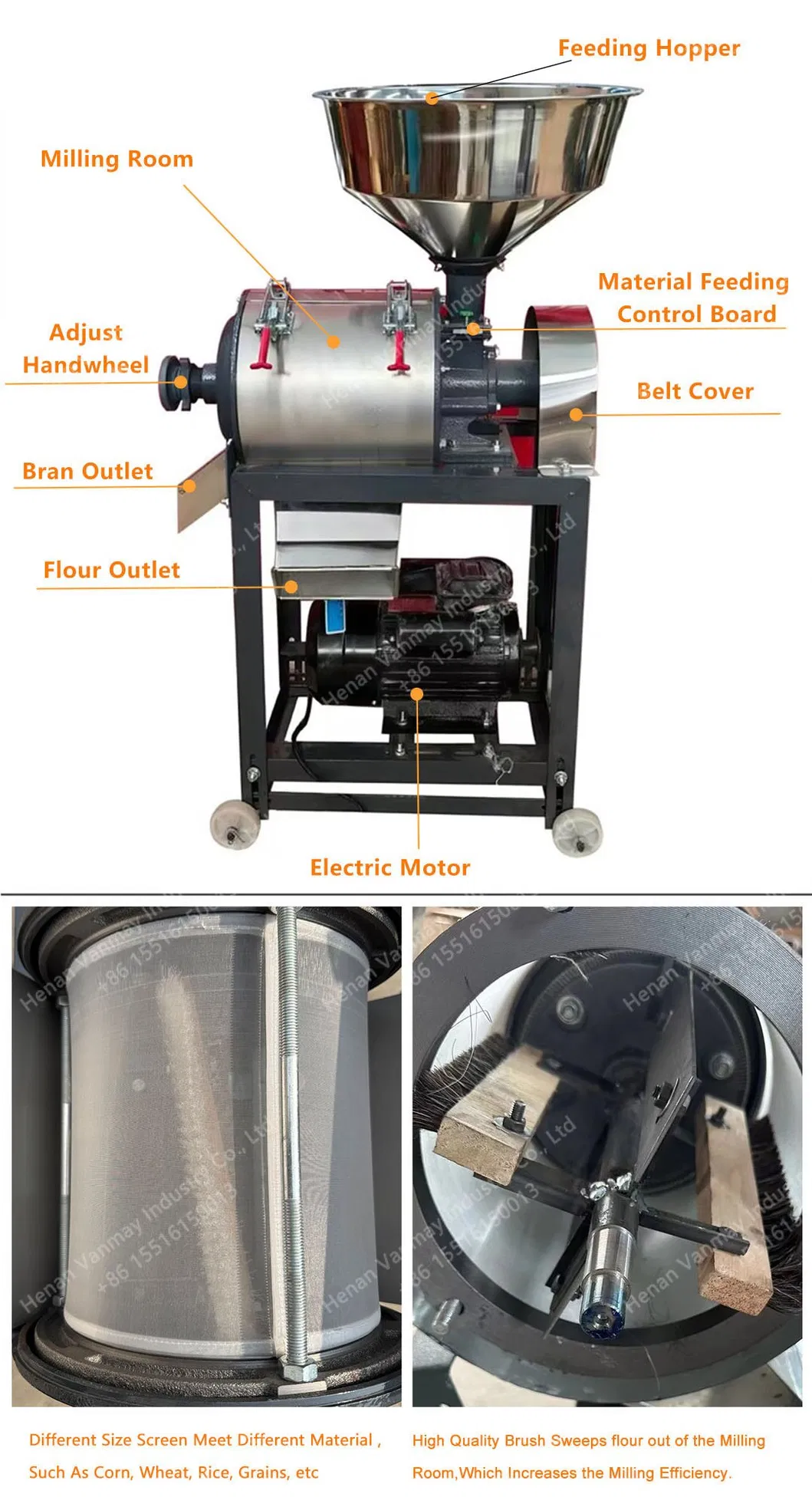 Máquina de molino de harina de maíz y trigo mini, molino de arroz para el hogar