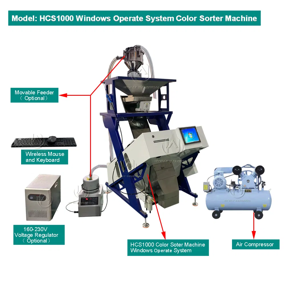 Hcs1000 50-1000kg/H Nueva máquina clasificadora de garbanzos, granos, arroz, trigo, nueces y granos de café de plástico, maquinaria agrícola
