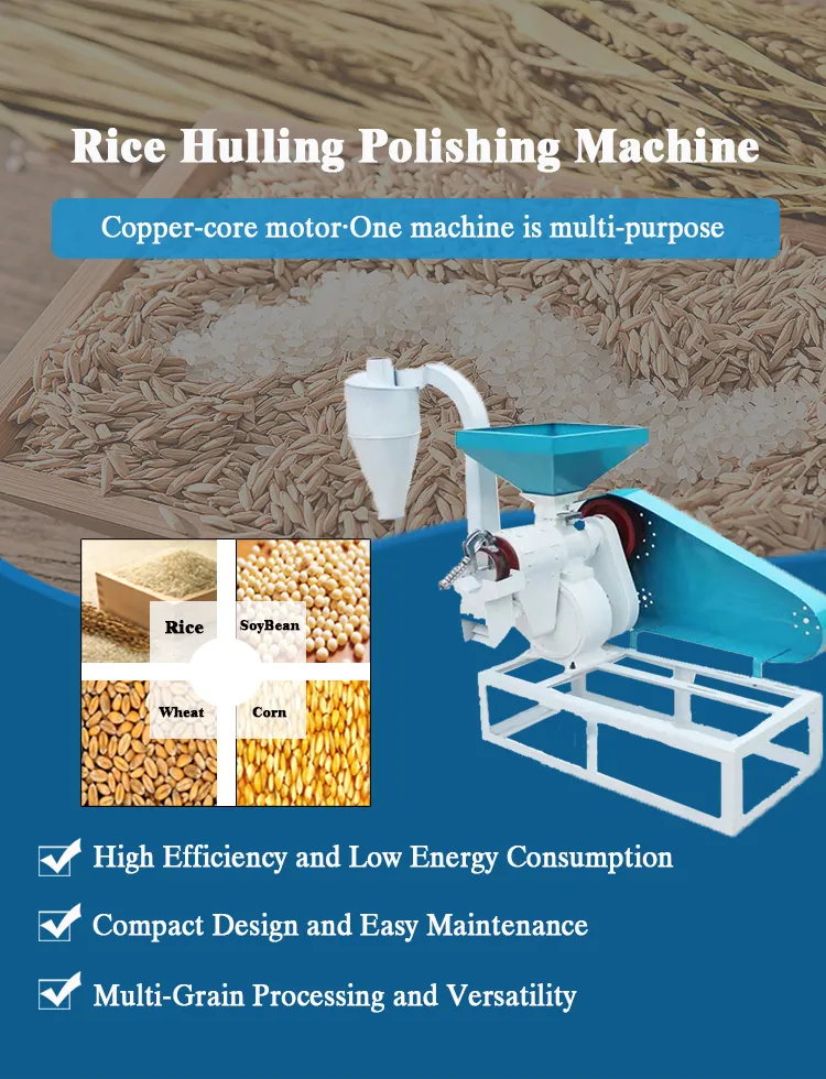 Equipo portátil de procesamiento de arroz con motor diésel