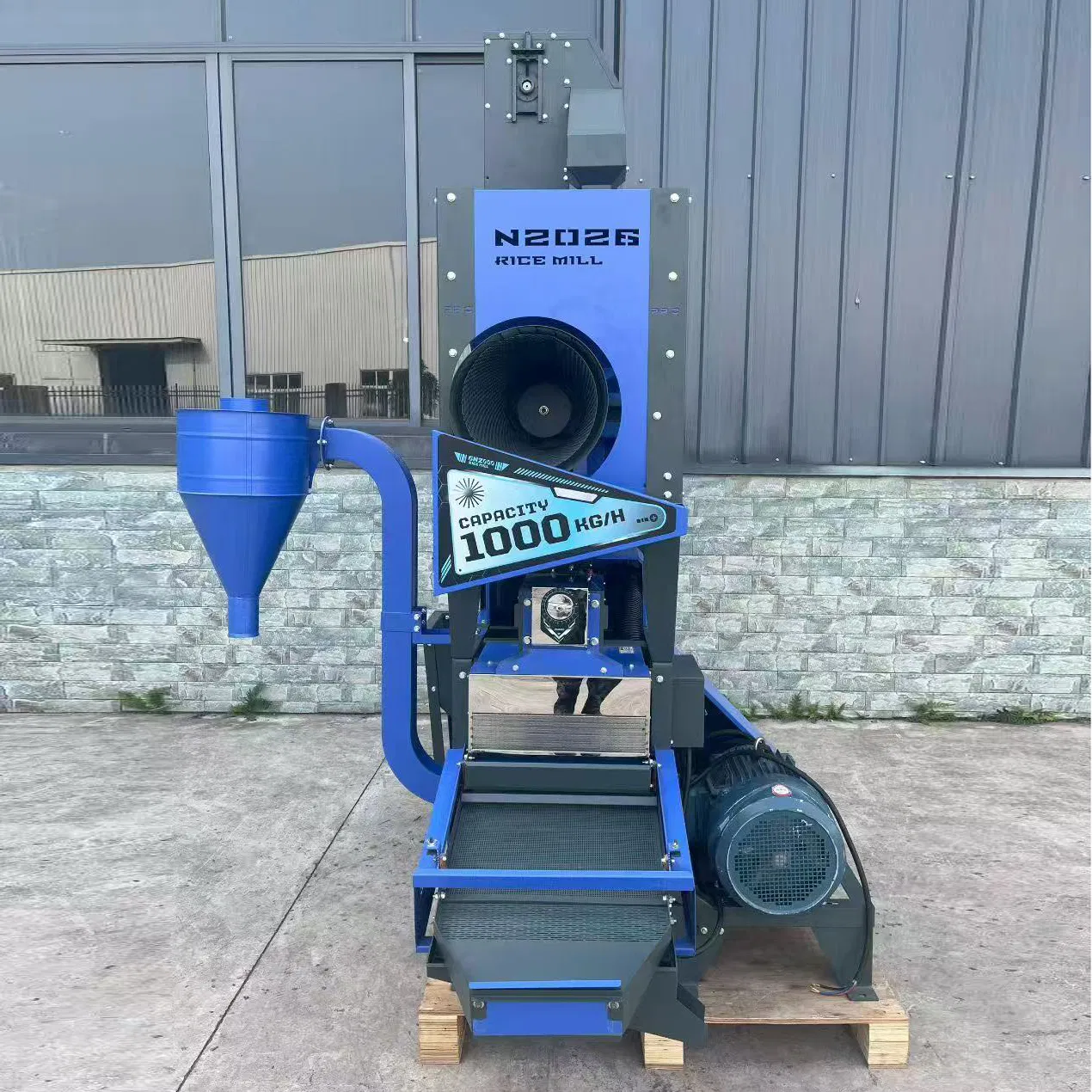 Máquina de molino de arroz Bb-N2026 1000kg/H 1ton Unidad de molienda de arroz por hora 380V Removedor de piedras de poder Elevador de alimentación Máquina de descascarado de arroz de un solo paso Máquina de pulido