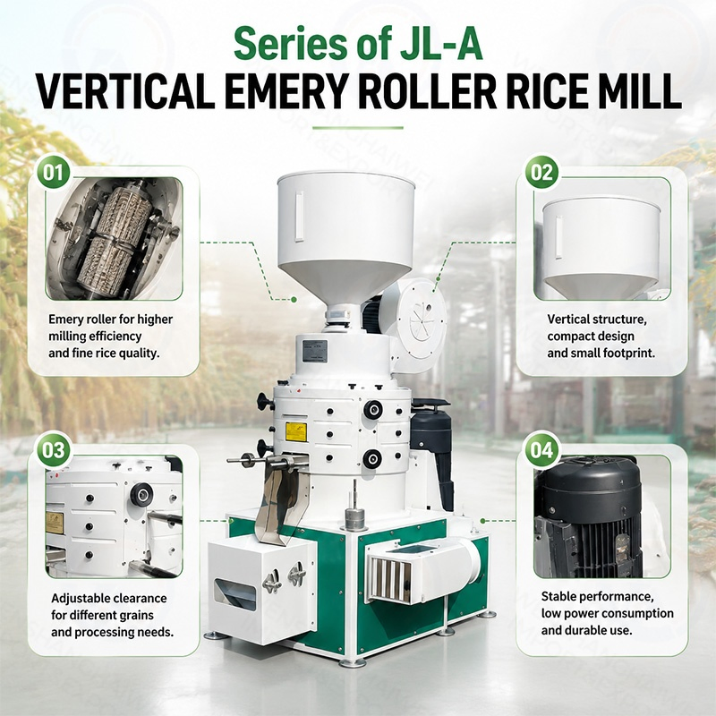 Máquina de blanqueo de arroz con rodillo de emery vertical Jl-a para el procesamiento de arroz, mijo, maíz y sorgo