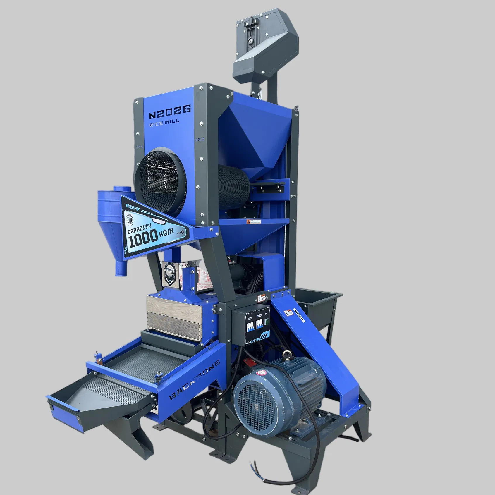 Máquina de molino de arroz Bb-N2026 380V Máquina comercial de procesamiento de arroz paddy 1000kg/H 3400-3700rpm Velocidad del husillo clasifica arroz roto completo ensamblaje de producción
