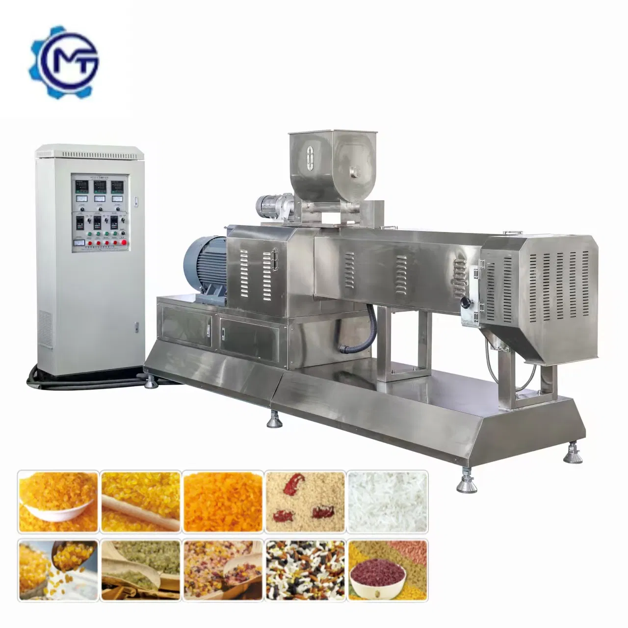 Línea de procesamiento completa de arroz instantáneo fortificado de doble tornillo de gran capacidad