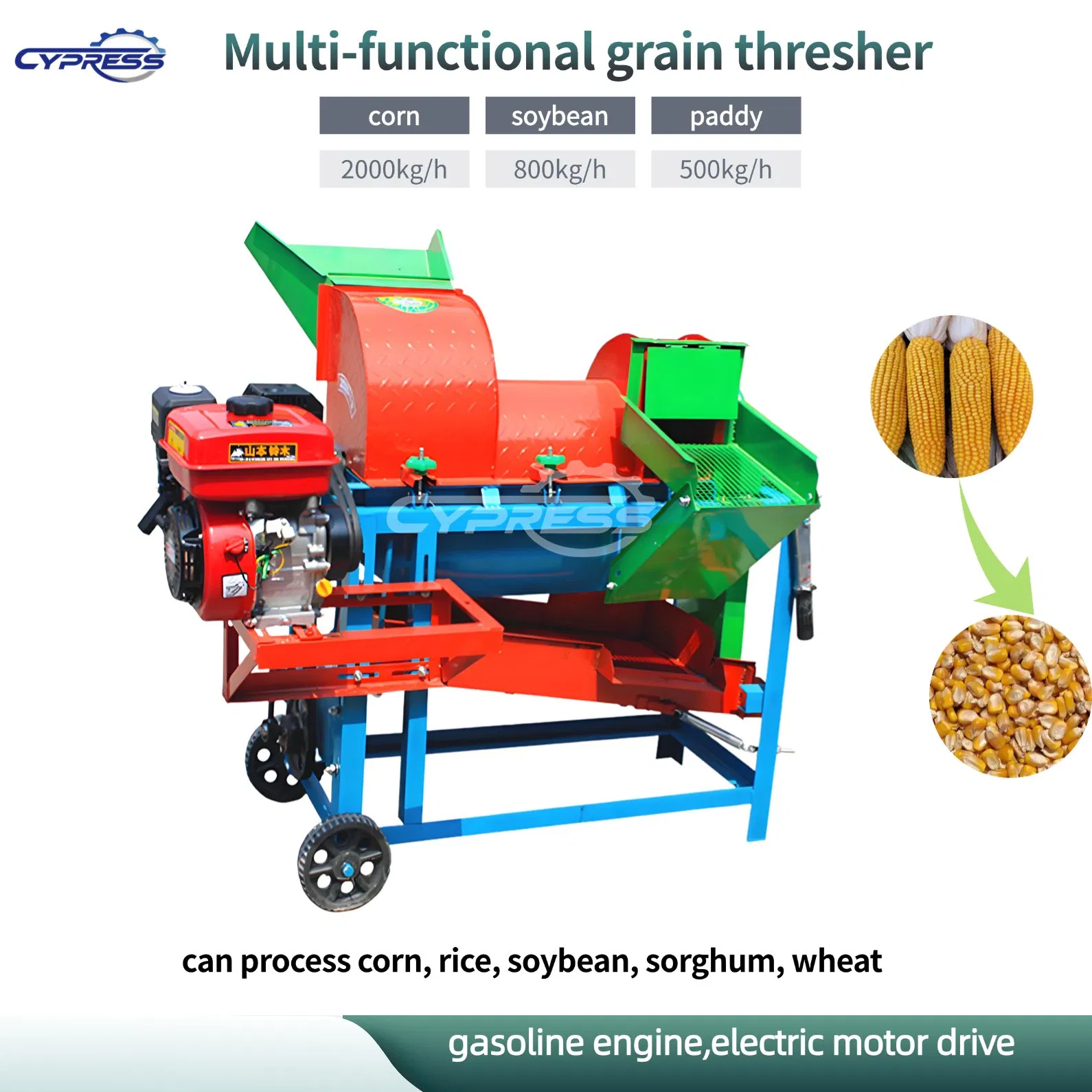 Máquina desgranadora automática de sorgo, arroz, soja, maíz, máquina multifuncional de trilla de trigo, sorgo, soja, mijo, máquina desgranadora de maíz