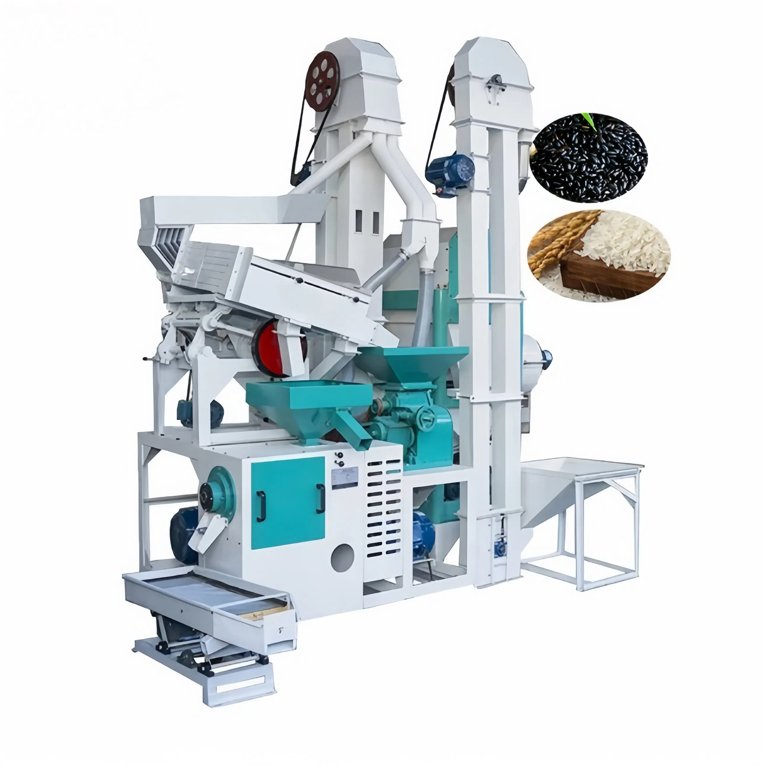 Máquina de molienda de arroz combinada comercial de acero inoxidable, molino de arroz automático con pulidor para el procesamiento de arroz