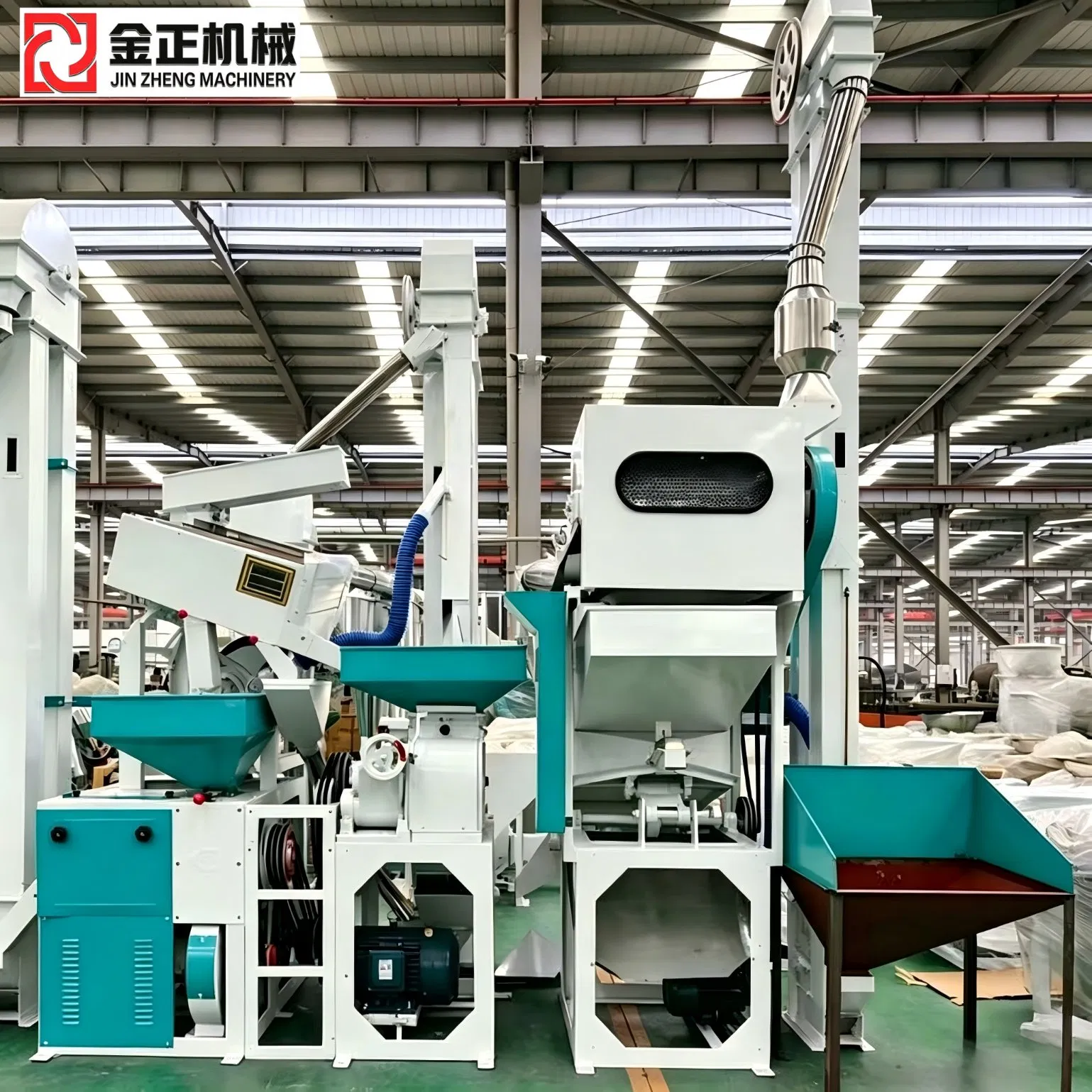 Complete Rice Mill Machines Rice Whitening Production Line Rice Dehusking Hulling Sheller Machine Paddy Cleaner Rice De Stoner Grain Cleaning Grinding Machine