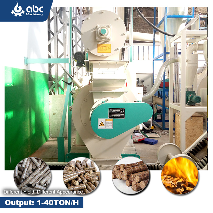 Buen rendimiento gran anillo de matriz de madera industrial, sierra de astillas, molino de pellets impulsado por correa para fabricar biomasa, cáscara de arroz, residuos de hierba