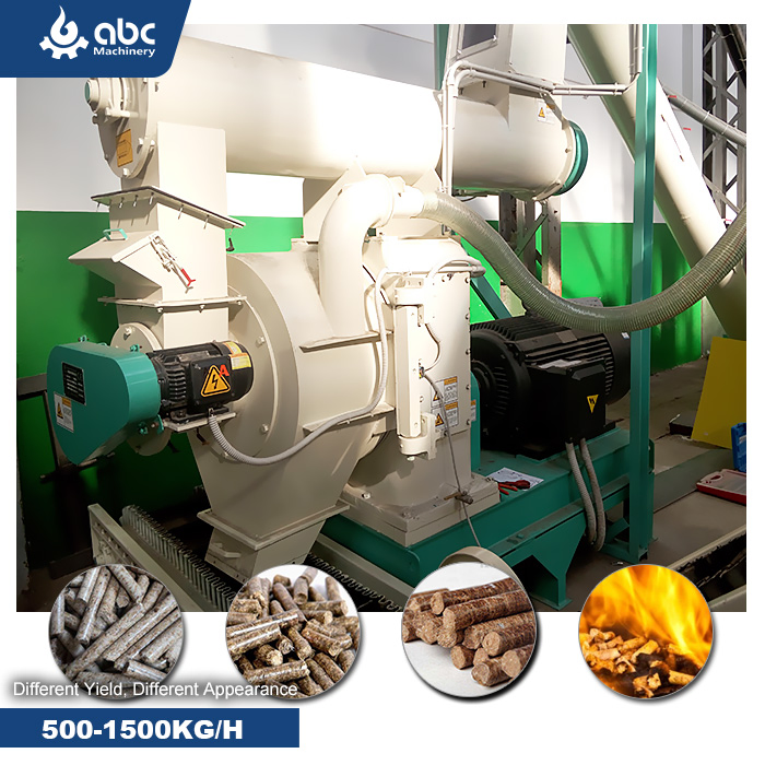 Molino de pellets industrial de biomasa de gran tamaño, impulsado por correa, con dado anular para fabricar aserrín, cáscara de arroz y residuos de hierba
