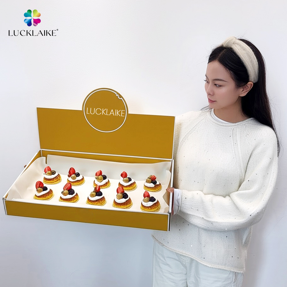 Customized Sweet Pastry Supermarket Countertop Point of Sale Counter Cupcake Box Packaging PDQ Display Paper Box for Dessert