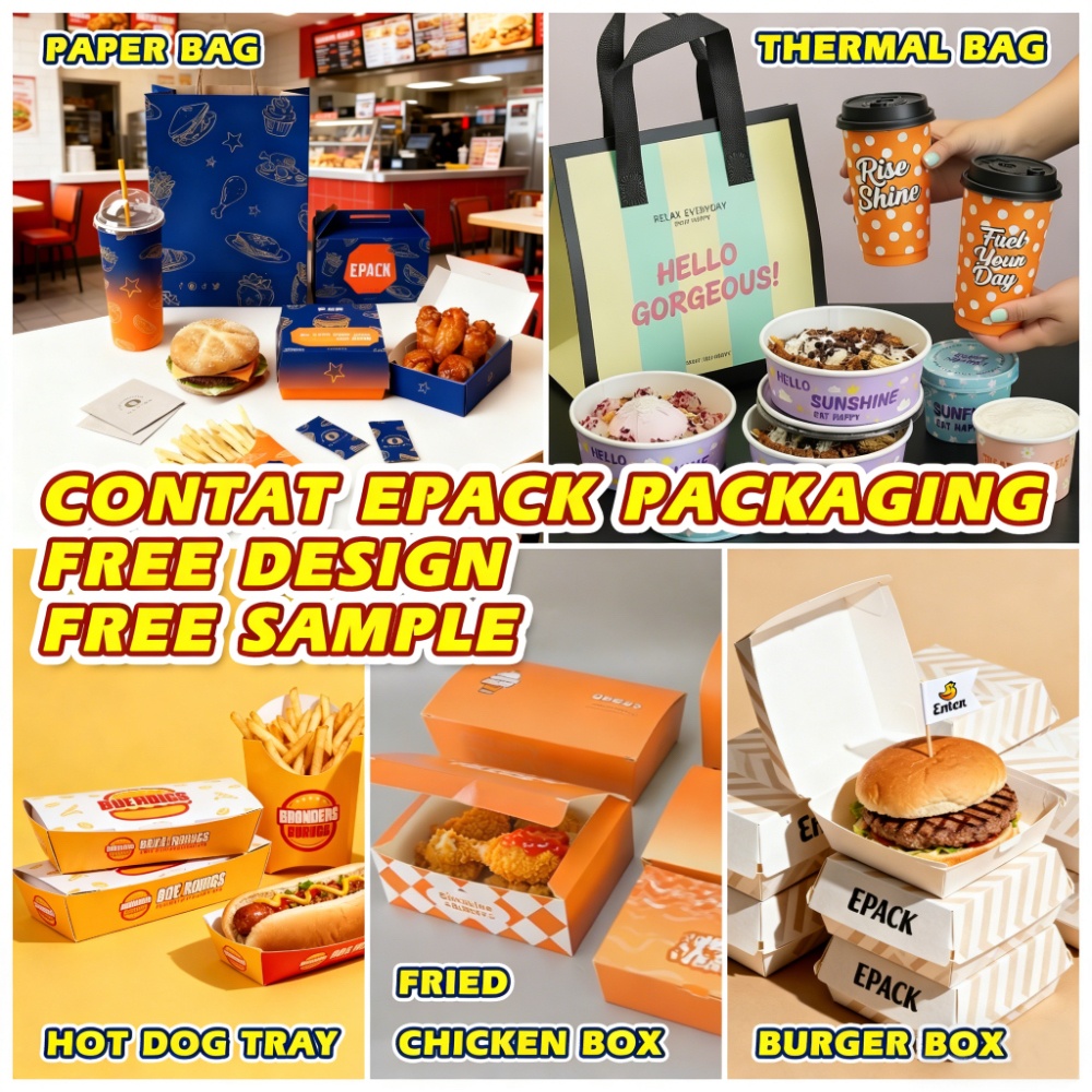 Disposable Takeaway French Fries Paper Box Food Packaging Custom Chicken Wing Burger Boxes Take Out Fast Food Box Container