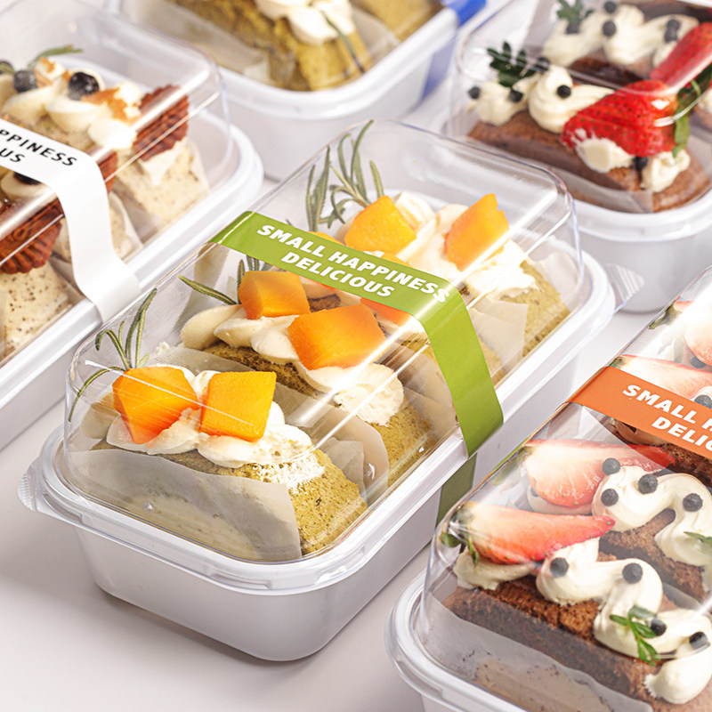 Cake Roll Rectangular Packaging Box, Swiss Roll, Towel Roll Dessert Baking Pastry Transparent Plastic Packaging Box