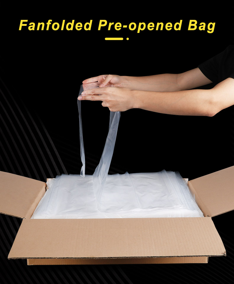Custom Printed Fanfolded Perforated Poly Pre-Opened Auto Packaging Bags