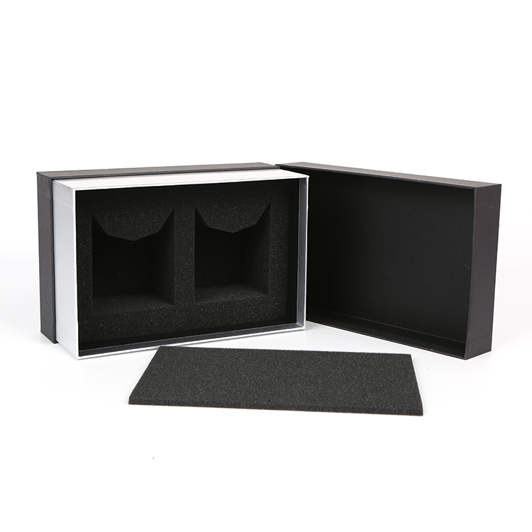 Wholesale Custom Logo Printed Luxury Black Rigid Gift Boxes with Recycled Materials Matt Lamination Sponge Lining