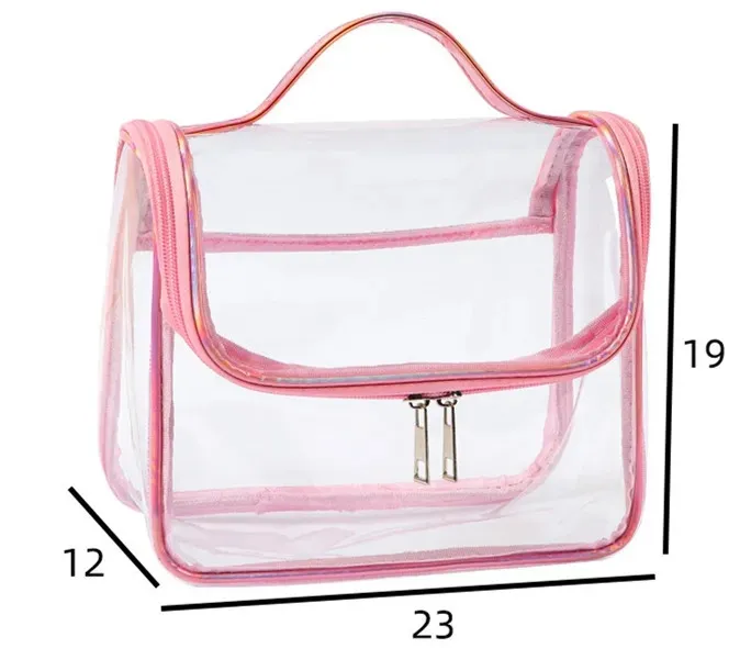 Clear PVC TPU Customizable Large Capacity Makeup Bag - Bottom Angle