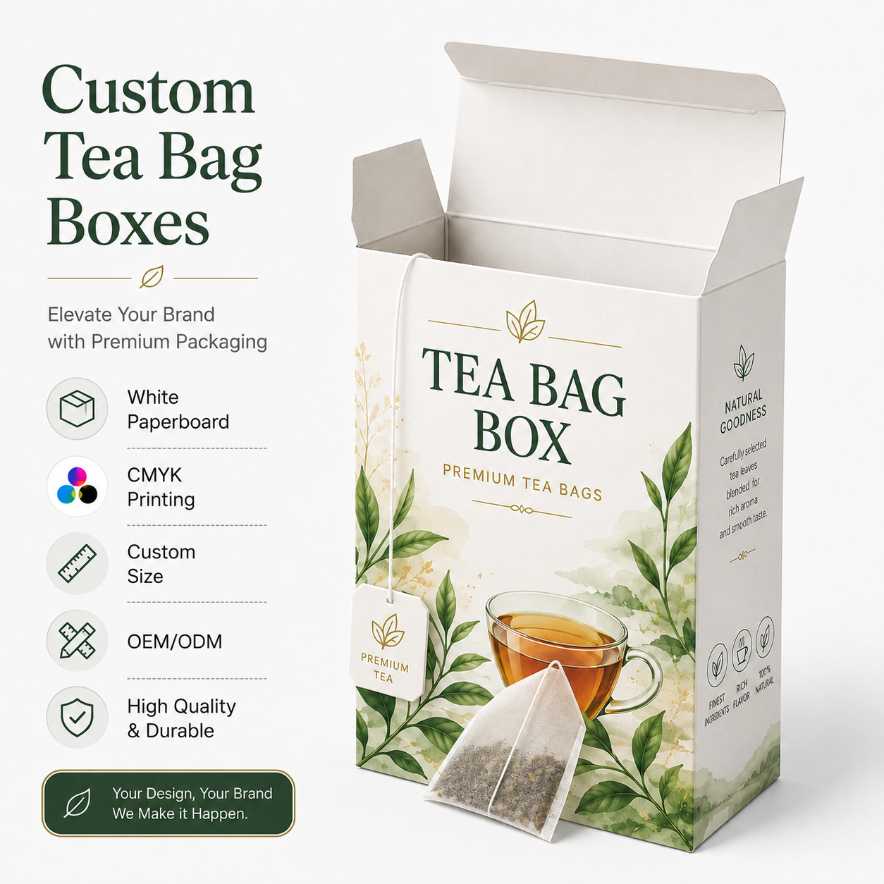 Wholesale 350g 400g 18pt SBS Tea Tag Accept Custom Logo CMYK Printing White Cardboard Paper Carton Folding Carton Box