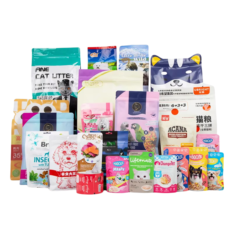 Custom-Size Gravure Printed Moisture-Proof Retort Pouch Flat-Bottom Zipper Recyclable Pet Food Packaging Bag