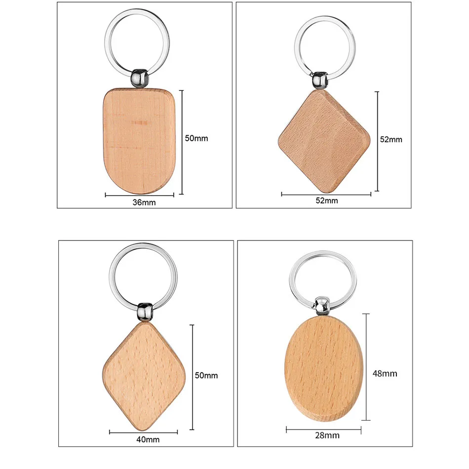 Customised Wooden Key Chain Logoed Key Ring Promotional Key Tags Personalized EDC