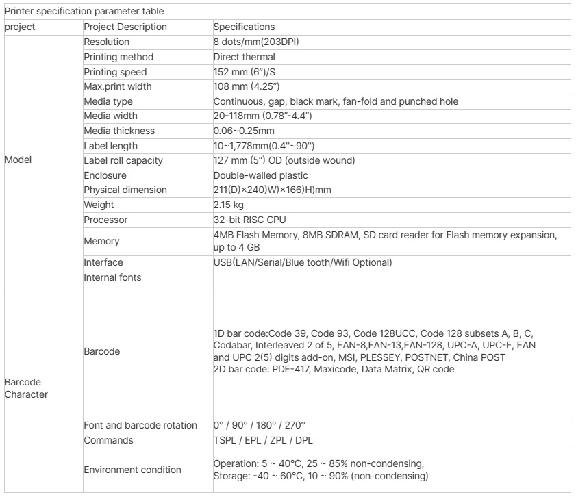 4 Inch Direct Thermal Label Printer Airway Bill Shipping Label for Carton Box and Warehouse Logistics in Stock USB