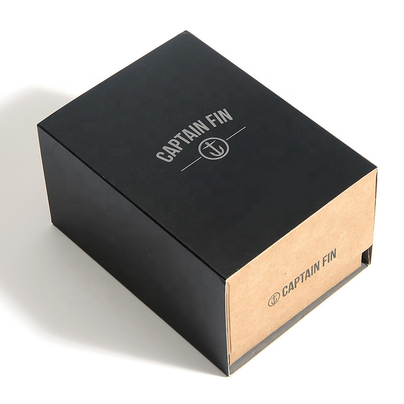 Factory New Style Classic Custom Logo Recycled Kraft Paper Rigid Cardboard Box Watch Boxes Aluminum Foil Embossed Sponge Glitter