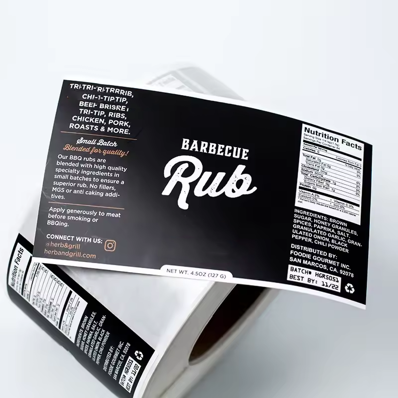 Custom Waterproof Designs Private Label Food Packaging Printing Adhesive Sticker Roll Plastic Jars Food Label