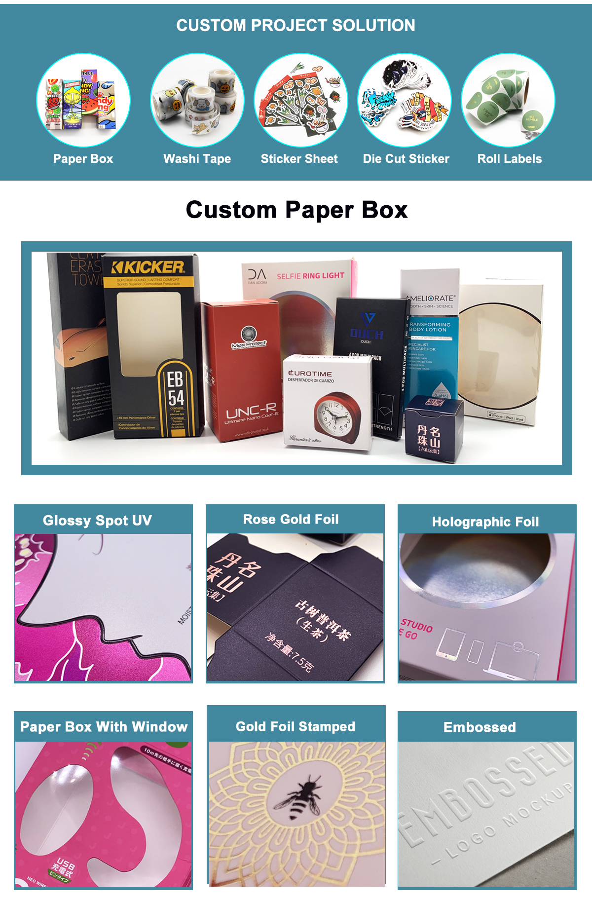Paper Boxes and Stickers Display