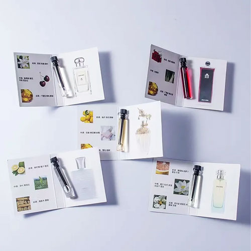 Perfume Cosmetics Sample Packaging Folding Card 2ml 5ml Holding Card Customized Printing