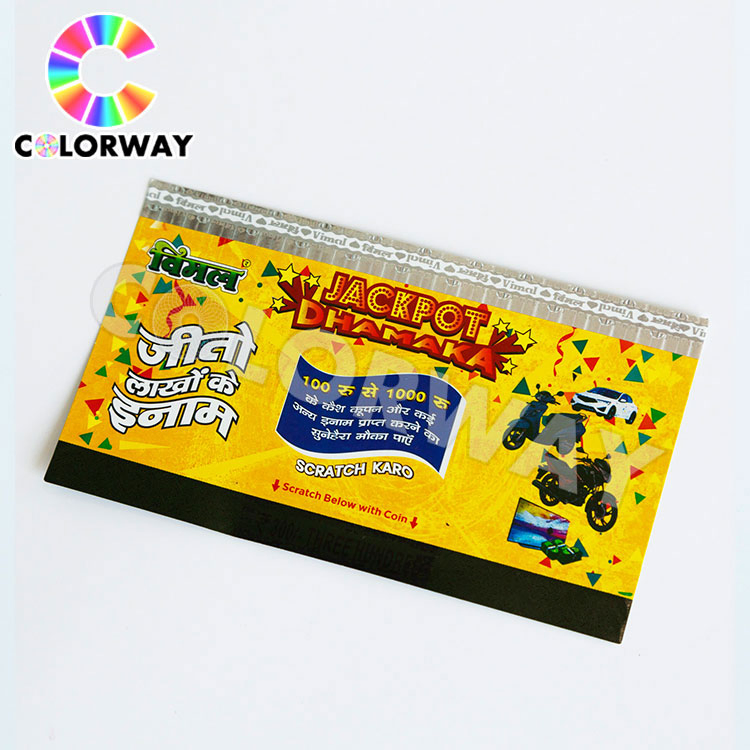 Serial Number Qr Code UV Fluorescent Hidden Ovi Ink Printed Silver Gold Black Hologram Scratch off Gift Security Lottery Ticket Coupon Printing