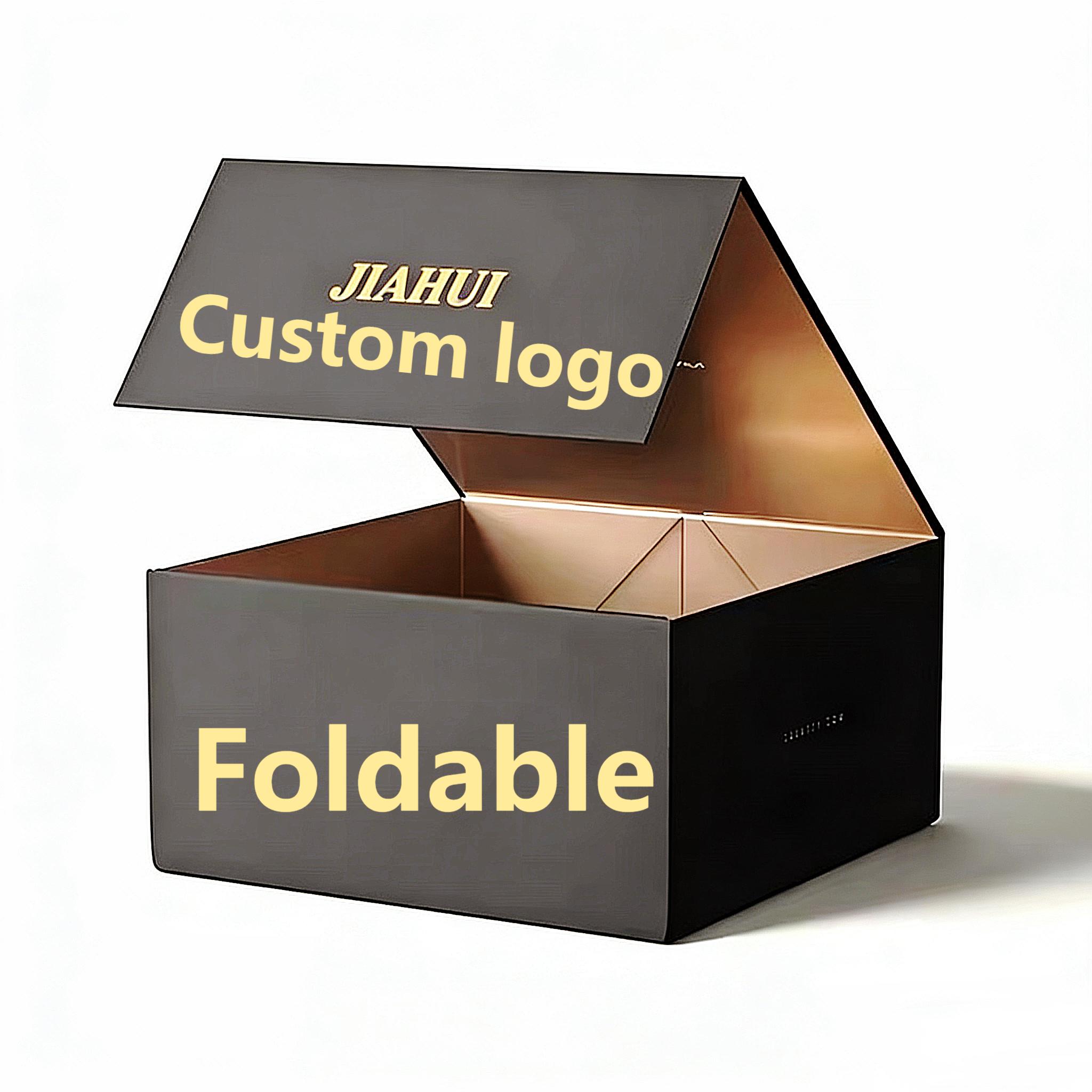 Custom Foldable Rigid Gift Box with Magnetic Closure Collapsible Design Embossing Matt Lamination Gold Liner