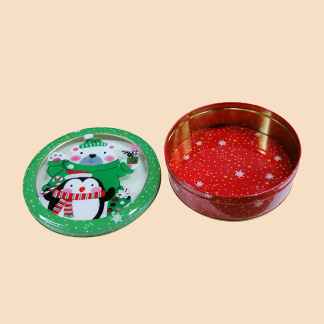 Promotional Metal Box with Window Cookie Tin Set Metal Tin Christmas Gift Box Packaging
