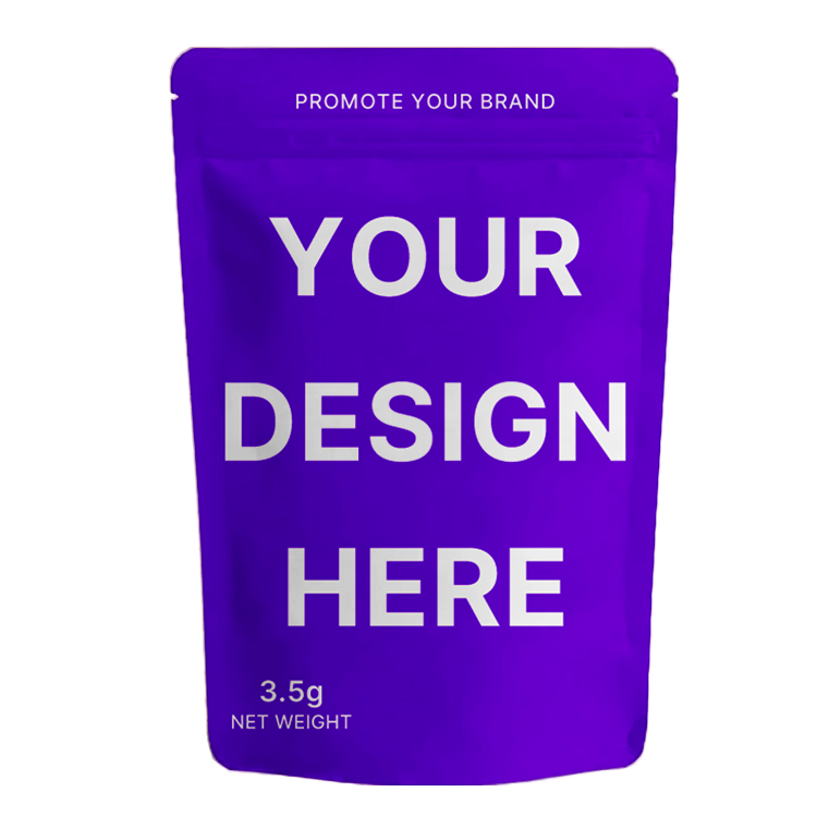 Printed Ziplock Food Smell Proof Aluminum 3.5G Custom Design Foil Stand up Pouch Bag of Food Mylar Bags Wholesale Custom