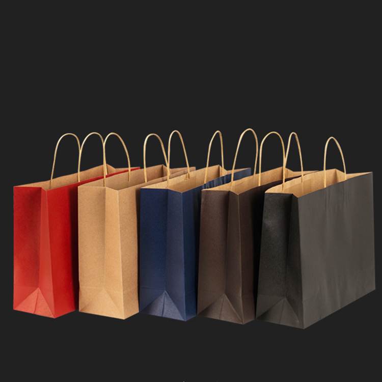 Biodegradable Color Kraft Paper Bag Takeaway Bag Rectangular for Coffee Milk Tea Food Paper Bag Customized Size