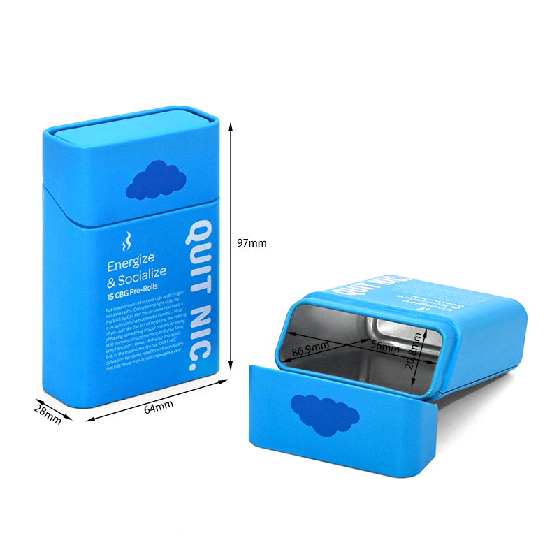 Metal Box Packaging Tin Packaging Metal Box Tin Metal Custom Rectangular Cigarette Tin Box Tobacco In Case With Hinged Lid