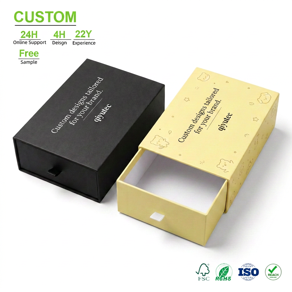 Custom Logo Drawer Box Sliding Pull Out Cardboard Gift Packaging Box Cute Figure Custom Printed Jewelry Cosmetic Drawer Box
