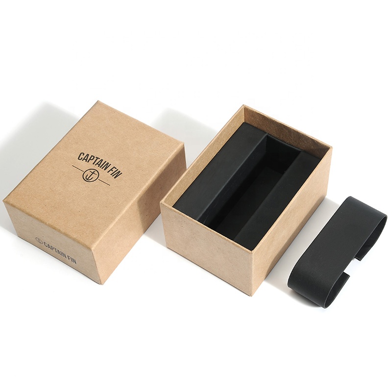 Factory New Style Classic Custom Logo Recycled Kraft Paper Rigid Cardboard Box Watch Boxes Aluminum Foil Embossed Sponge Glitter