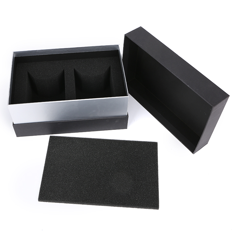 Wholesale Custom Logo Printed Luxury Black Rigid Gift Boxes with Recycled Materials Matt Lamination Sponge Lining