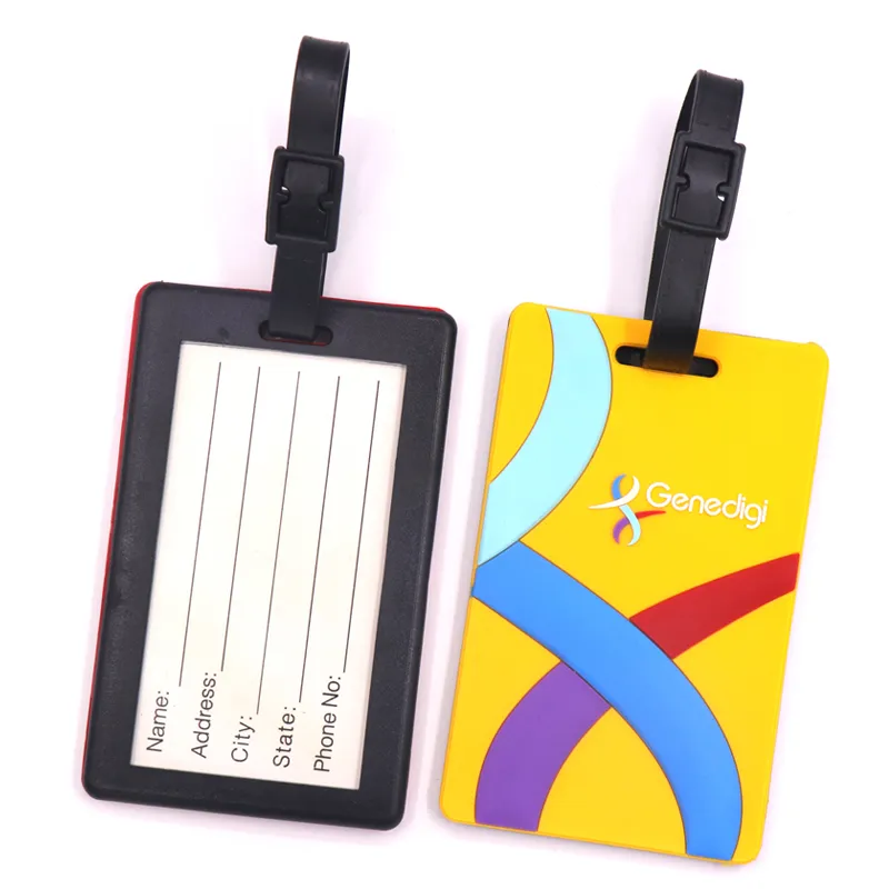 Factory Custom Made 3D PVC Promotional Gift Manufacturer Customized Soft Plastic Baggage Case Label Promotion Present Bespoke Rubber Company Logo Luggage Tag