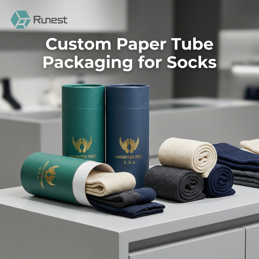 Custom Cardboard Paper Tube Packaging For Socks Cylinder Gift Box Eco Round Sock Packaging Logo Printed Manufacturer