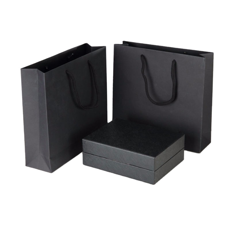Custom Printed Luxury Clothing Packaging Eco-Friendly Kraft and Black Paper Gift Carrier Bag for Shopping