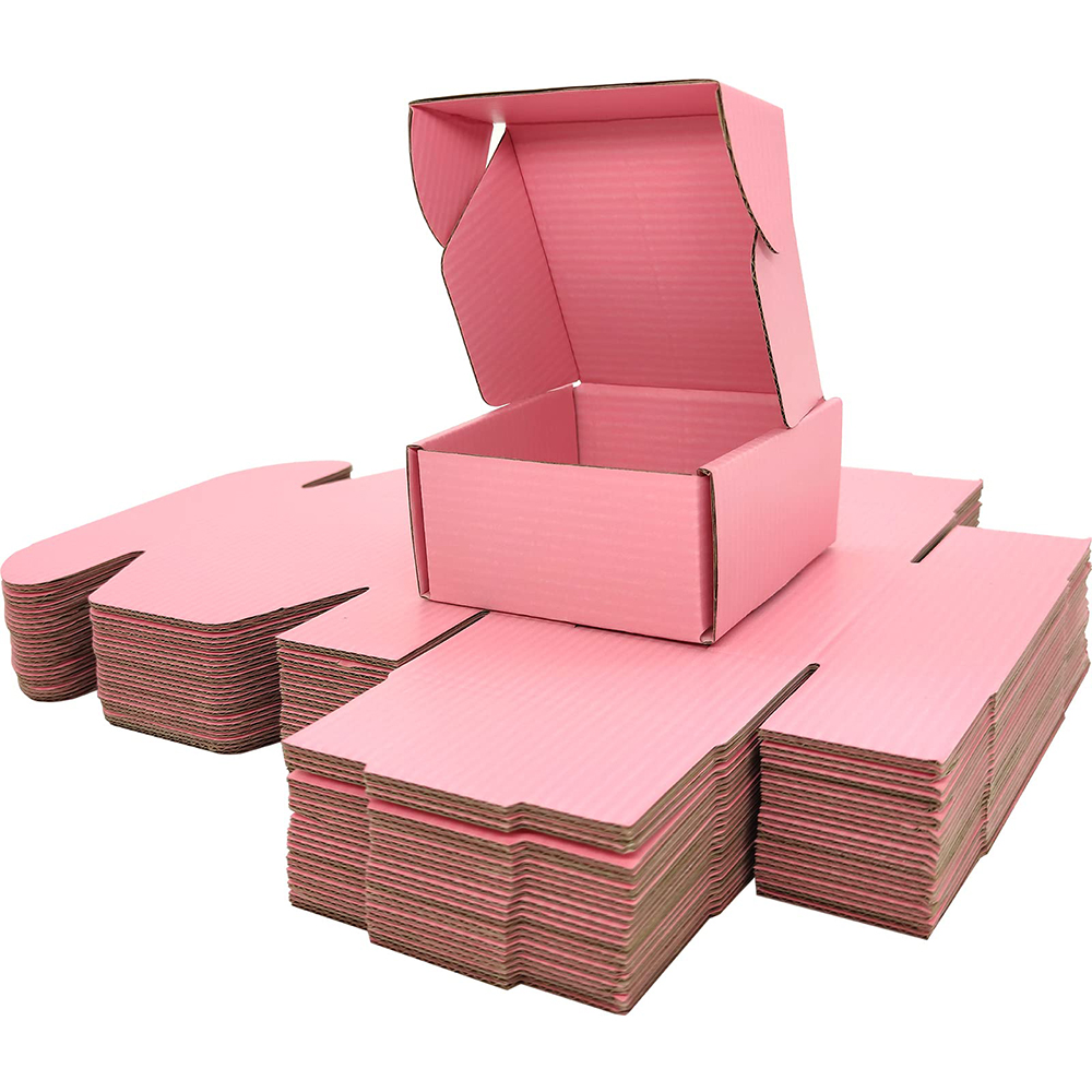 Wholesale Mailer Box Pink Custom Packaging Logo Eco-friendly Cardboard Corrugated Box Foldable Gift Paper Shipping Boxes