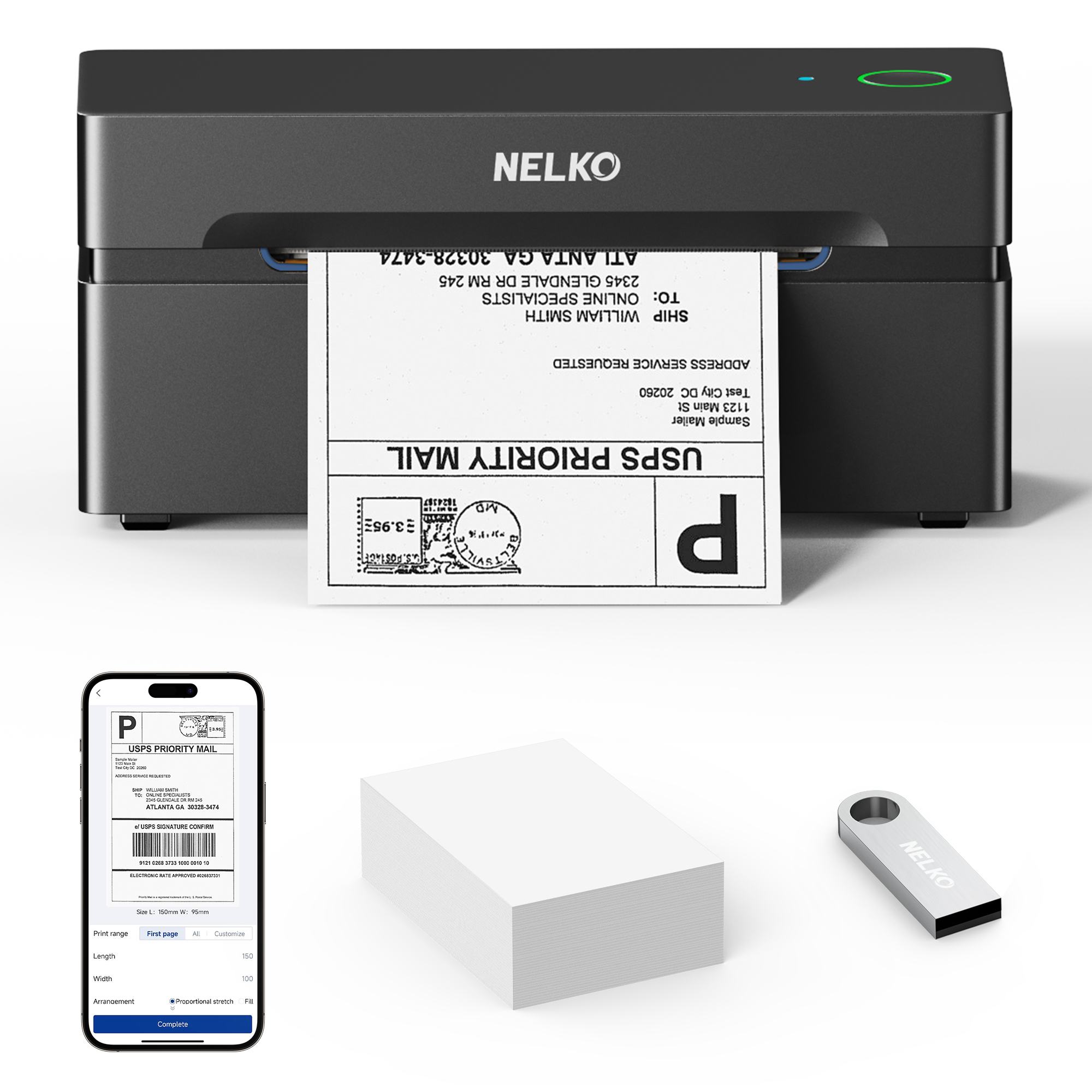 Nelko Thermal 4x6 Shipping Label Printer Supports Android/iPhone/Windows for 203dpi in Stock