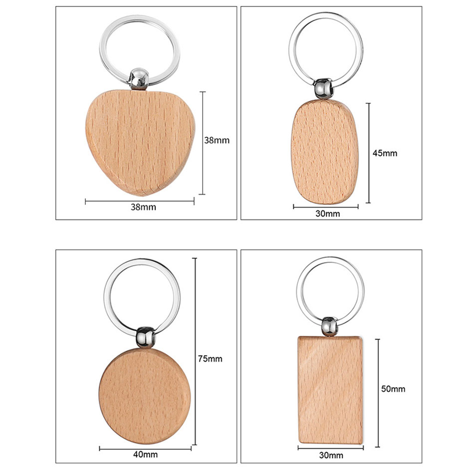 Customizsed Wooden Key Chain Logoed Key Ring Promotional Key Tags Personalized EDC
