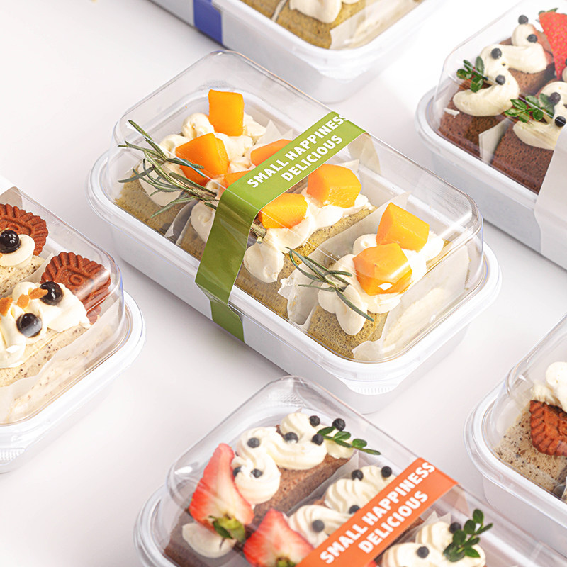 Cake Roll Rectangular Packaging Box, Swiss Roll, Towel Roll Dessert Baking Pastry Transparent Plastic Packaging Box