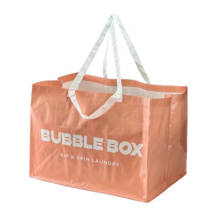 Large Capacity PP Woven Tote Bag Round Corner Promotional Shopping Bag
