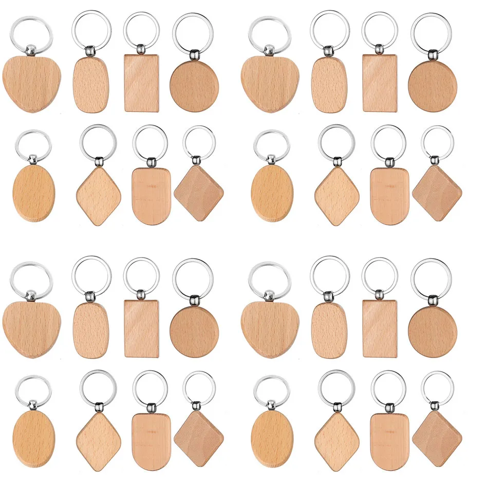 Customised Wooden Key Chain Logoed Key Ring Promotional Key Tags Personalized EDC