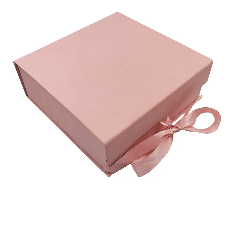 Wholesale Luxury Premium Pink Ribbon Folding Carton Jewelry Cosmetic Gift Packaging Box
